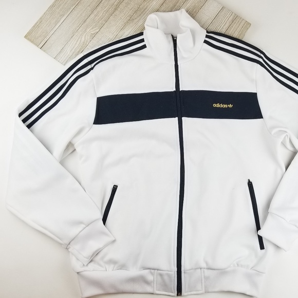 white and gold adidas jacket